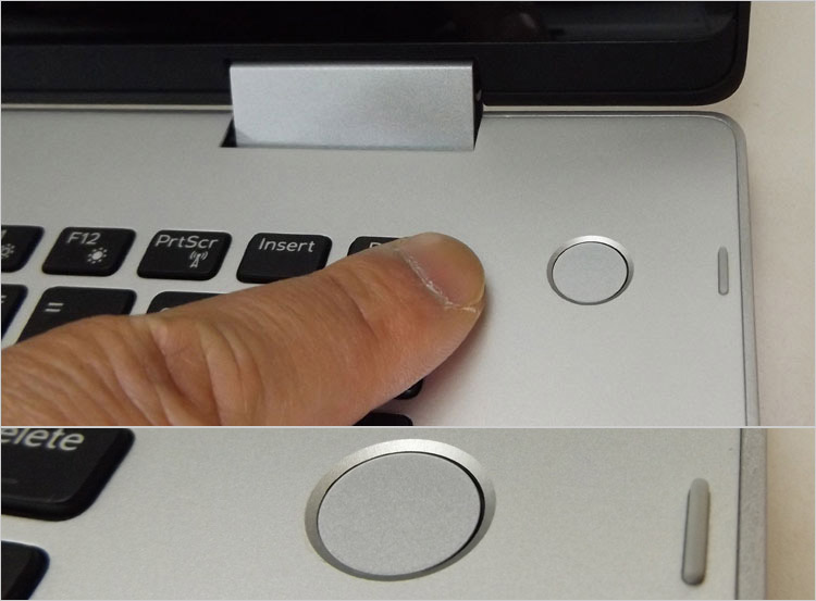 電源ボタンが指紋認識リーダー