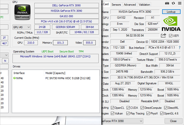 NVIDIA GeForce RTX 3090 24GB GDDR6Xを搭載