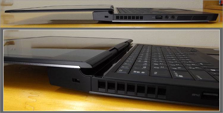 ディスプレイを180度開いて