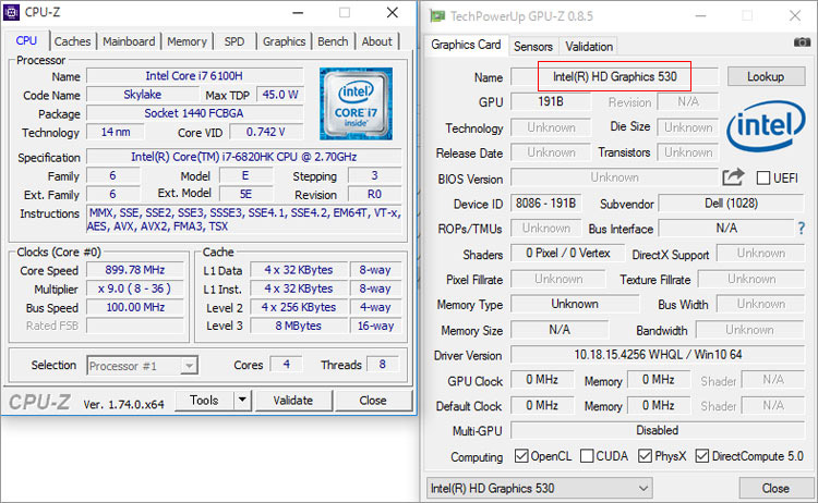Core i7-6820HKとインテル HD グラフィックス 530
