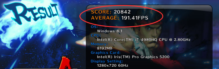 ALIENWARE 17 （R2）のベンチマークテストでは、191.41 FPSだった。