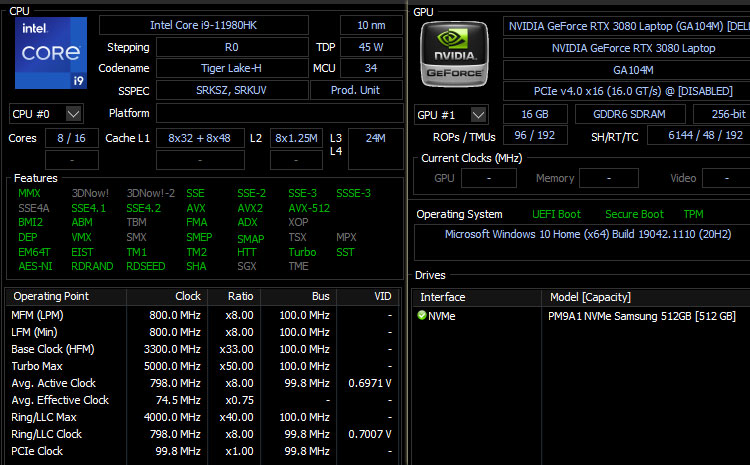 第11世代Core i9-11980HKを搭載