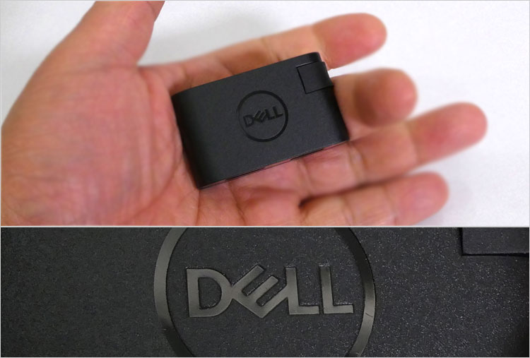 中央には光沢処理のDELLロゴ