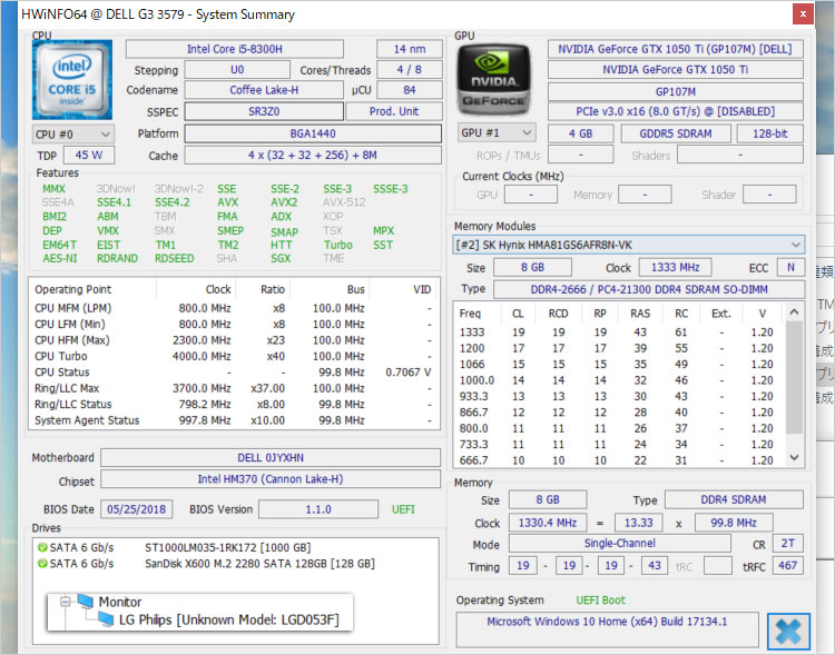 第8世代Core i5-8300HとNVIDIA GeForce GTX 1050 Ti 4GB GDDR5を搭載