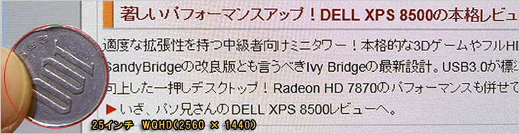 25インチ（解像度2560 × 1440）