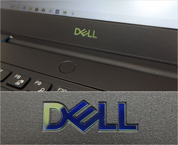 メタリックブルーのDELLロゴ