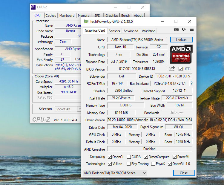 AMD Radeon RX 5600M 6GB GDDR6のスペック