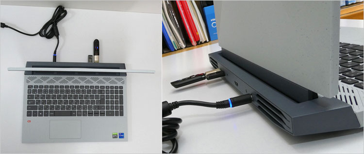 ACアダプタ接続の様子