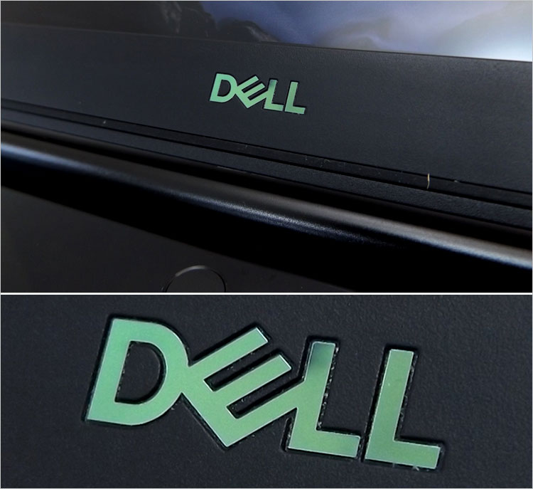 メタリックブルーのDELLロゴを配置