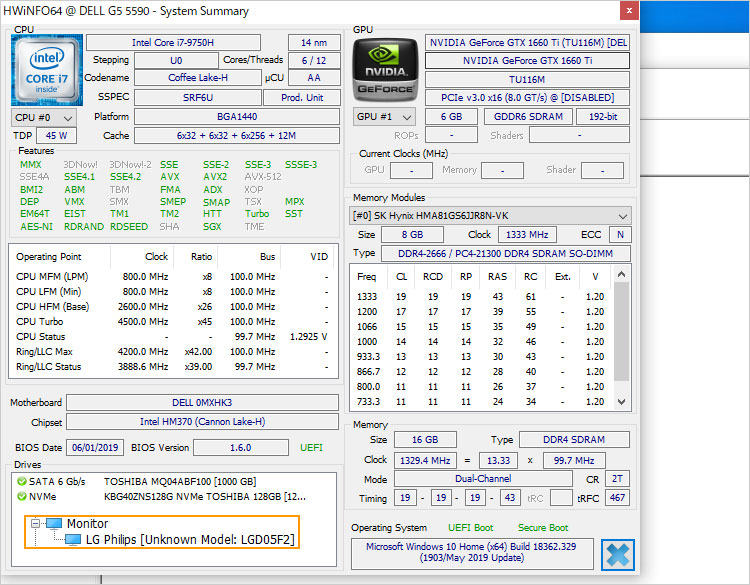 G5-15 （5590）実機のスペック詳細
