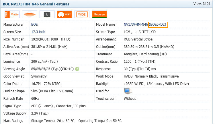 BOEテクノロジー製のBOE07D2