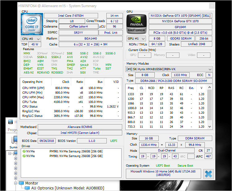 Core i7-8750H + GeForce GTX 1070搭載の性能