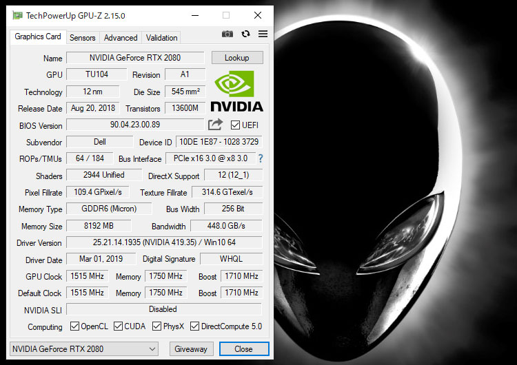 GeForce RTX 2080 8GB GDDR6