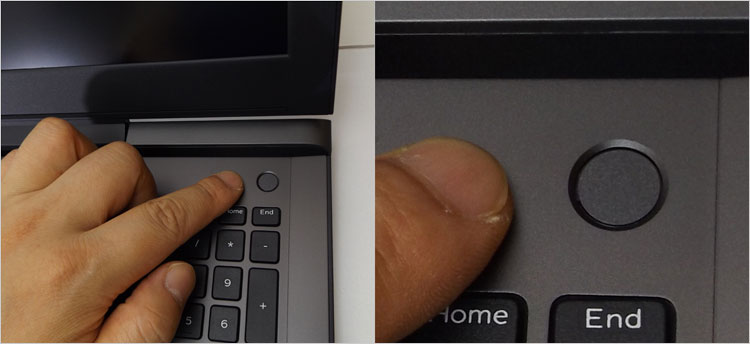 電源ボタンが指紋認識リーダー