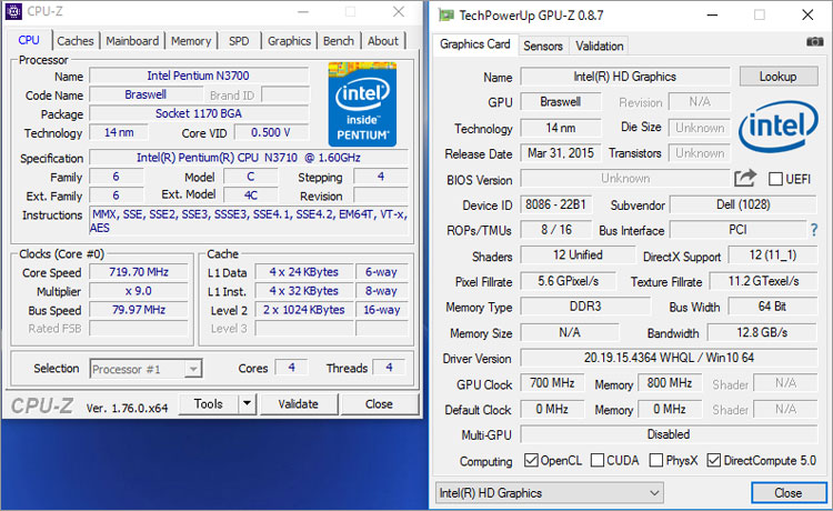 Pentium N3710のスペック
