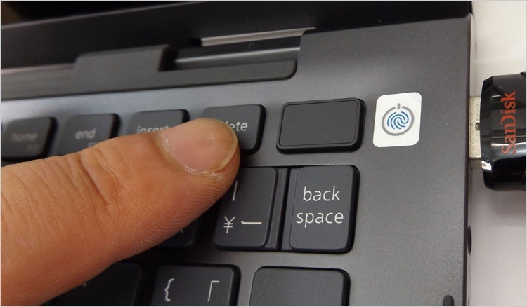 電源ボタン-指紋認証機能