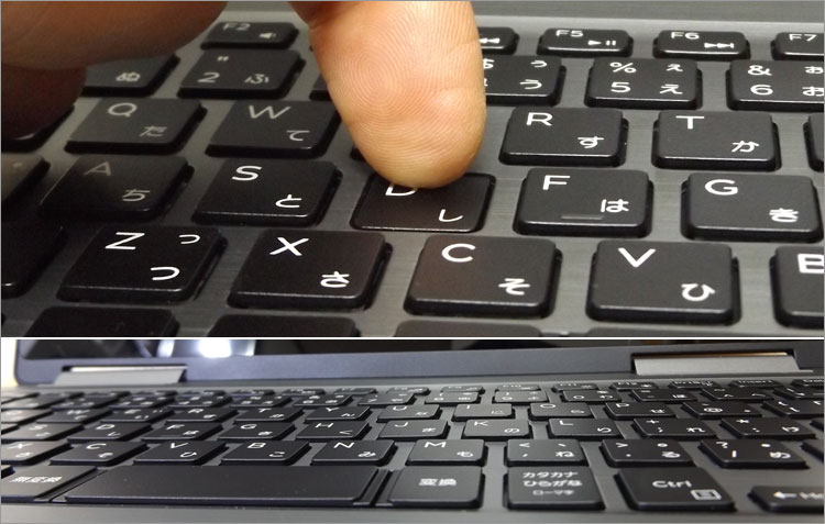 キートップがほぼフラット