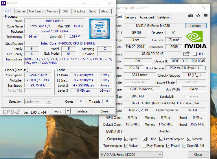 eForce MX250 2GB GDDR5のスペック
