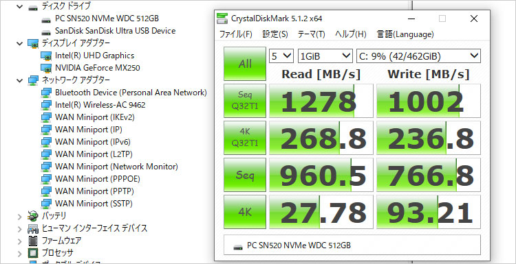 ウエスタンデジタル（サンディスク買収）のSN520