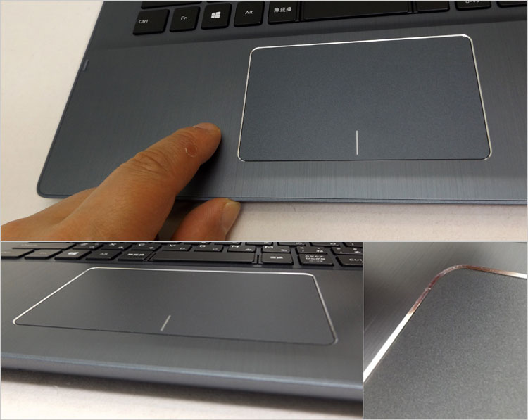 タッチパッドエリアのエッジ