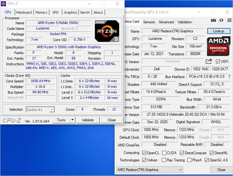 Ryzen 5 5500U モバイル プロセッサー のスペック