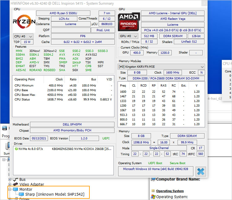 導入したInspiron 14（5415）の構成
