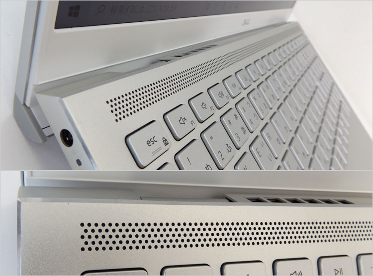 一列に並んだパンチング穴のデザインになっている。