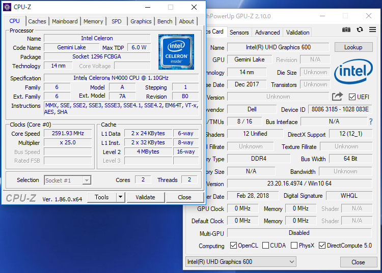 Celeron N4000を搭載したノートパソコン