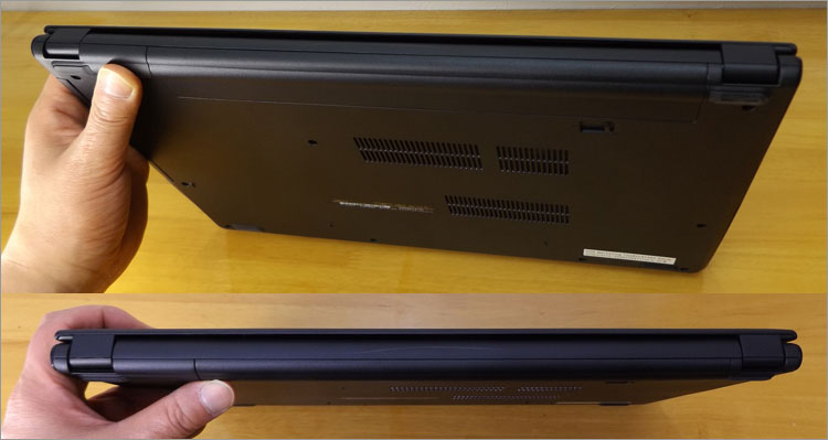 Inspiron 15（3567）の左右・前側面は光沢処理