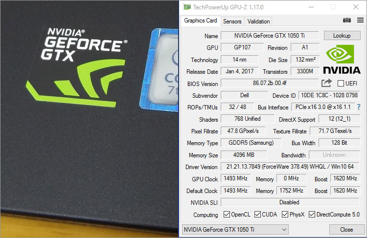 GeForce GTX 1050Ti スペック