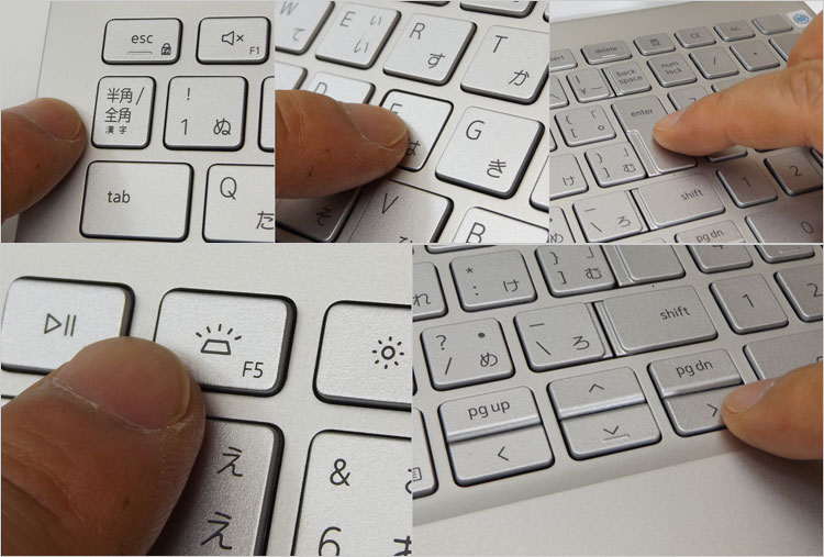 各キーのアップ写真