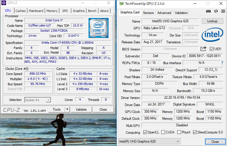 Core i7-8550Uにはグラフィック機能に「インテル UHD グラフィックス620」を内蔵