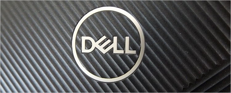 光沢のないクロム調のDELLロゴを配置