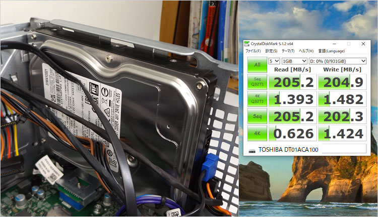 東芝製DT01ACA100（1TB HDD）を搭載