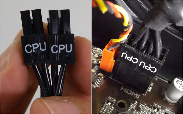 EPS12V コネクタ（4ピン+ 4ピン）を接続