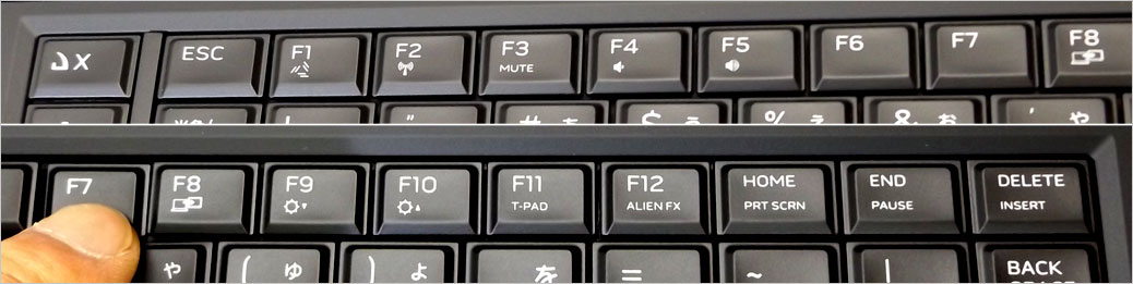 F7にあったI/D GFXキーが消えている