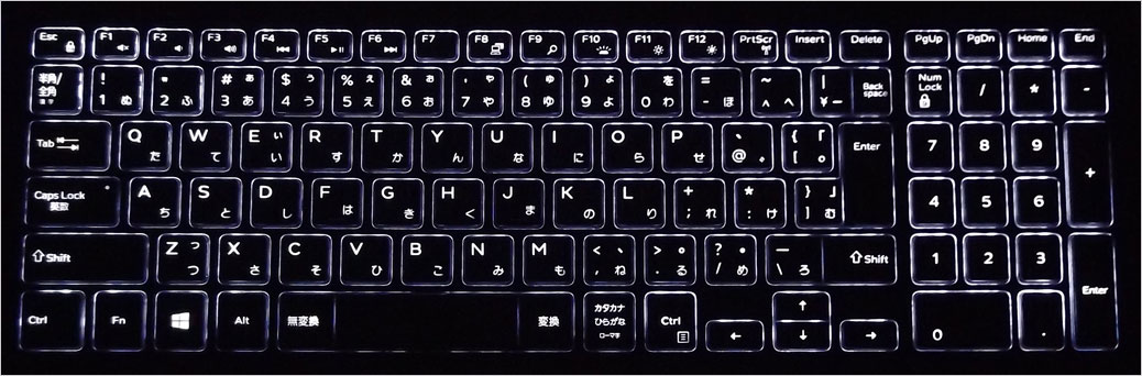 F10を押すごとに、バックライトのオンオフおよび、2段階の調光が可能