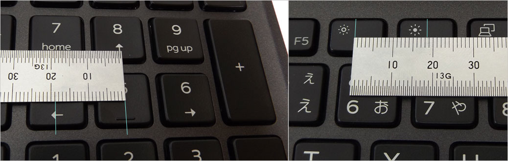 ファンクションキーでは18.5mm～19mmくらい