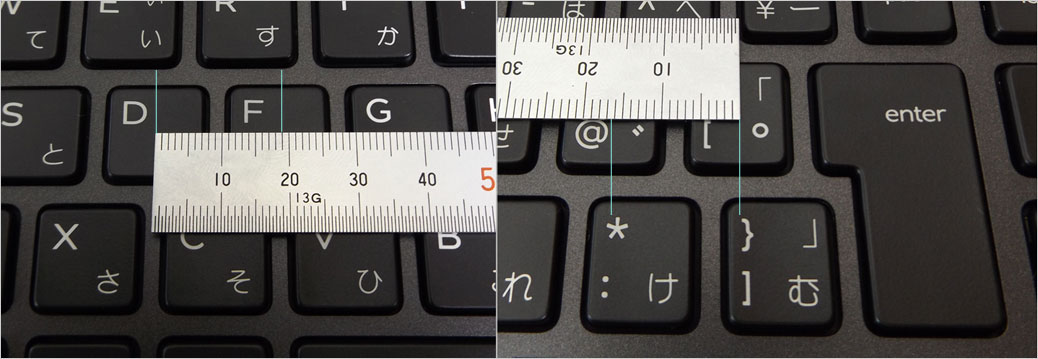 キーピッチ（約19mm）を確保