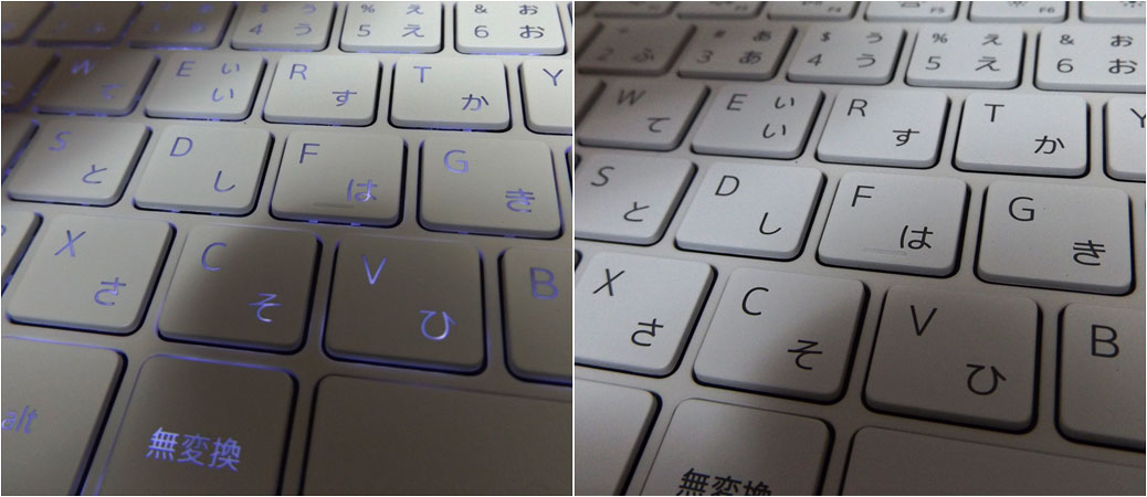 バックライトの点灯がまばらに見える角度