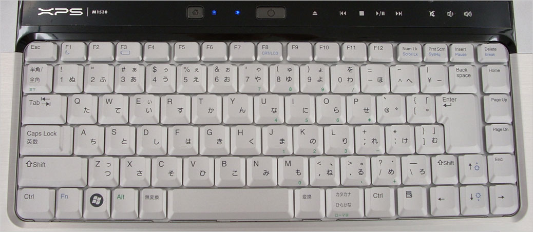 XPS M1530（2008年5月論評）でも同じキーボードパーツ