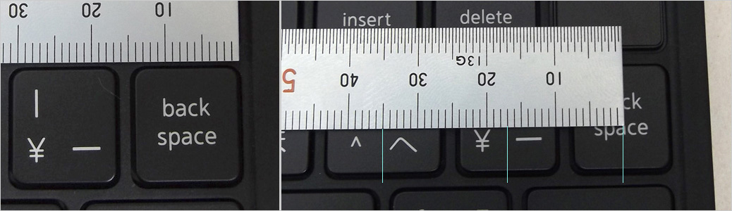 キーの幅は14mmほどでメインキーよりも2mm短い
