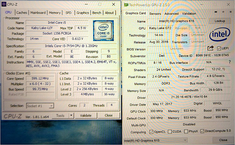 スペックCore i5-7Y54