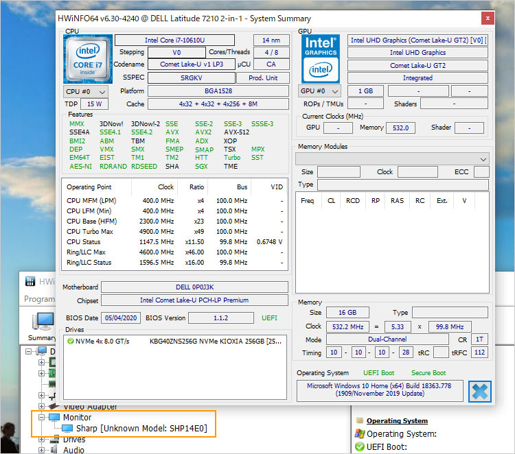 Core i7-10610Uを搭載-Latitude 7210 2-in-1 の構成一例