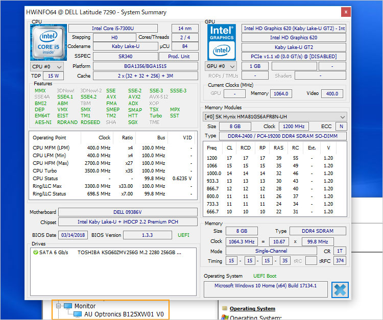 前世代KabyLakeのCore i5-7300Uを互換性で搭載