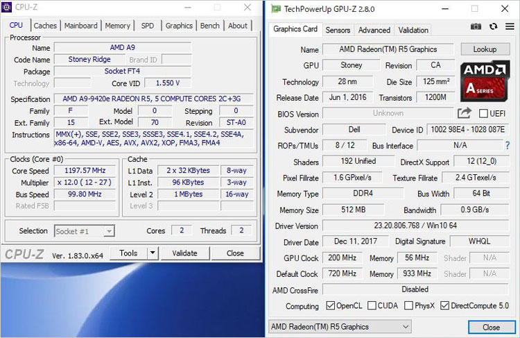 第7世代 AMD A9-9420e プロセッサーRadeon™ R5 グラフィックス付き