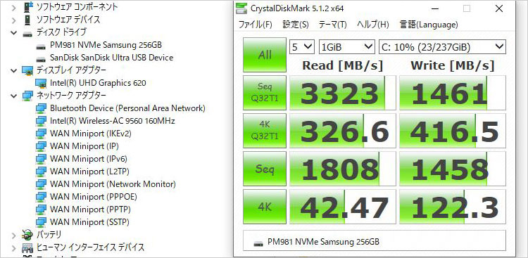 PM981 （256GB NVMe SSD / M.2スロット）