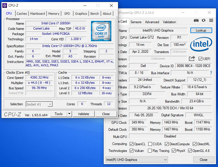 Core i7-10850Hのスペック詳細