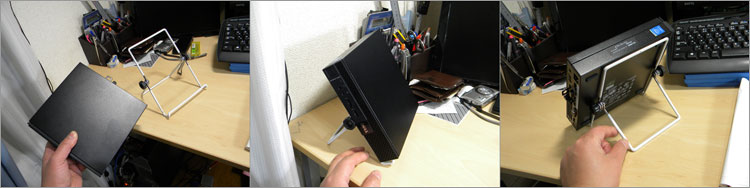 タブレット・スタンドを利用でOptiPlex 3020マイクロをおったてる