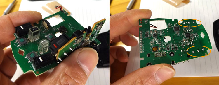 マウスのハンダ作業